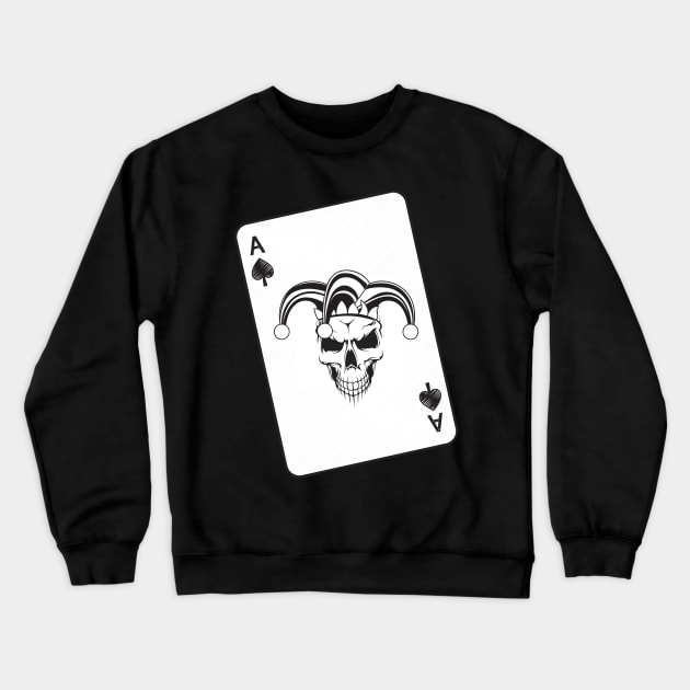 Evil Jester Ace of Spades Skull Playing Card Crewneck Sweatshirt by EvolvedandLovingIt